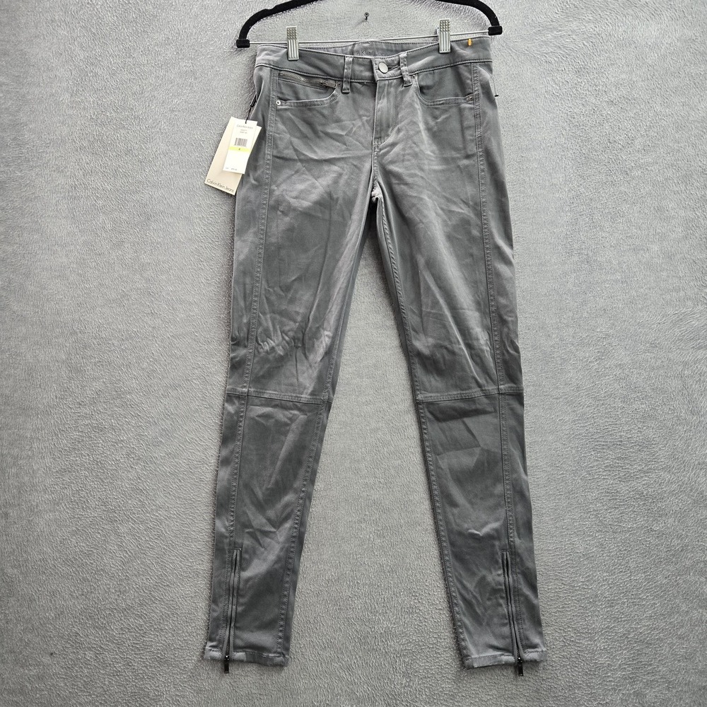 Calvin Klein Jeans Women Jeans 27X30 Gray Skinny Ankle‎ Zipper Slim 30" NWT